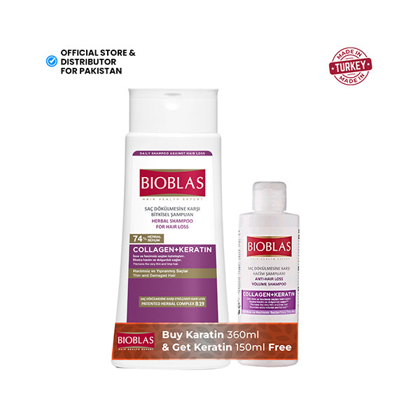Bioblas Collagen + Keratin Shampoo 360ml - With Free 150ml