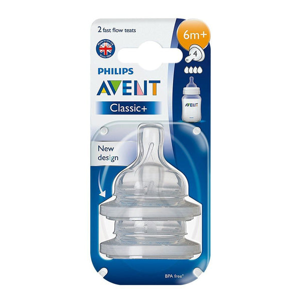 Philips AVENT Classic+ Fast Flow Teats Pack Of 2 6m+ SCF634/27