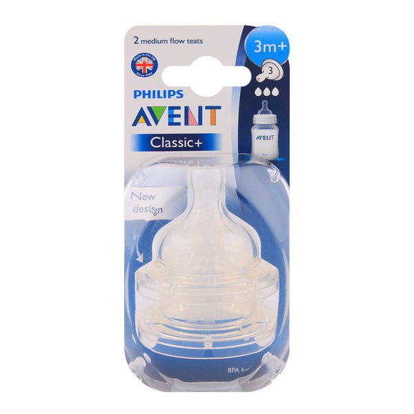 Philips AVENT Classic+ Medium Flow Teats Pack Of 2 3m+ SCF633/27